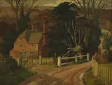 George Mackley, House down a country lane, oil on canvas