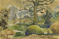 Edwin La Dell, Woodland, mixed media
