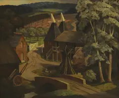 George Mackley, Kentish Oast, oil on canvas