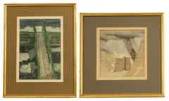 David Holt, Breakwater' and 'Canal Bridge, Hythe, ink and watercolour
