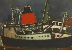 Arthur Freeman, Dover Docks, watercolour over pencil