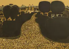 Graham Clarke, Sepham Oast Houses' and 'Yellow Field, both signed 'Graham Clarke' in pencil l.r.