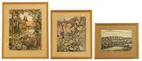 Edie Lamont, Three paintings of Sissinghurst, mixed media on paper
