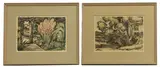 Edie Lamont, Garden and Orchard, Sissinghurst' and 'Frittenden Mill, mixed media on paper