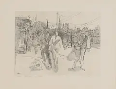 Anthony Gross, Pedestrians with Dog', 1980 (Herdman 8013), etching