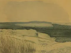 Jan... Cooper, Rushy Flats, etching in colours with washes