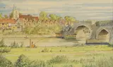 John Weald, Aylesford and the Old Bridge, pen and ink and watercolour