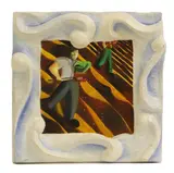 Nigel Davison, Fiddle Broadcasting Surrounded by a Stormy Sea, oil on board within a painted sculptural surround