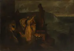 Philip Richard Morris, Prayers on a stormy night at the coast, oil on canvas