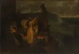 Philip Richard Morris, Prayers on a stormy night at the coast, oil on canvas