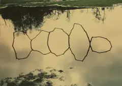 Andy Goldsworthy, Forked Sticks in Water, Bentham, Yorkshire, March 1979, Yorkshire' in pencil on mount