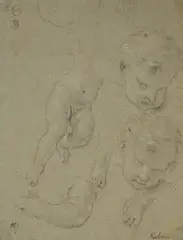 Studies of Putti by Carlo Maratti, verso studies of hands and drapery in red chalk, sold May 2026