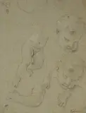 Carlo Maratti, Studies of Putti, verso studies of hands and drapery in red chalk