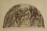 Matteo Rosselli, A female saint cared for by angels, pen and brown ink over black chalk