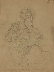 Anton Domenico Gabbiani, The Virgin and Child, pencil and black chalk; verso studies of hands in black and red chalk