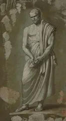 Statue of the Greek statesman and orator Demosthenes (384-322 BCE) by Luigi Ademollo, pen and ink and washes heightened with white, sold May 2026