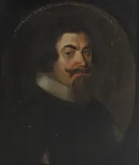 Meister HL, Portrait of Gustavus Adolphus Meller of Erdingen and Wildenstein, aged 36, bust-length, wearing a ruff and a grey coat, oil on panel