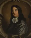 Mary Beale, Portrait of a young man, bust-length, in a grey cloak, in a painted stone cartouche, oil on canvas