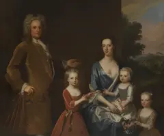 Enoch Seeman, Portrait of Sir Joseph Danvers with his wife and children,, in a carved giltwood frame