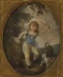 Sir Thomas Lawrence, Portrait of John Talbot Shakespeare (1783-1825) as a child, playing with his pet spaniel