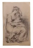 Richard Cosway, A mother and child, black and red chalk