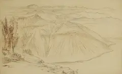 Edward Lear, A mountainous landscape, pen and brown ink over pencil