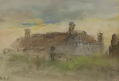 Hercules Brabazon Brabazon, A country house, pastel