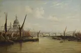 Francis Moltino, A view of the Thames and St Paul's Cathedral, oil on canvas