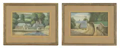 Charles Toplis, A Waterside Homestead'; 'On the Railroad from Dartmouth to Plymouth, watercolour