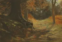 Thomas Bromley Blacklock, A Woodland Path, oil on panel