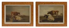 E. Hanson, Landscapes with cattle, oil on canvas and oil on panel