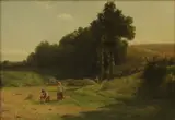 F... D..., Figures in a meadow, oil on canvas