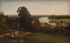 View of the Thames from Richmond Hill with figures in the foreground by Thomas Christopher Hofland, oil on panel, sold May 2026