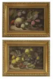 Oliver Clare, A pair of still lifes of fruit on a mossy bank, oil on board