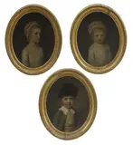 Henry Walton, A group of three portrait studies of children from the Pelham family, Anne Pelham; Frances Pelham; and John Cressett-Pelham oil on panel