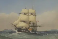 William Frederick Mitchell, HMS 'Furious', a sailing steamship, watercolour heightened with white