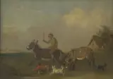 Edmund Bristow, Riding a donkey, oil on panel
