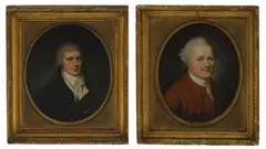 Portrait of a young man, bust-length, in a blue coat and white stock; by John Downman, oil on canvas, sold May 2026