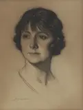 Henry George Gawthorn, Portrait sketch of Miss Kathleen Fielding, head-and-shoulders, charcoal and red chalk
