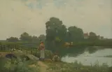 Alfred Fontville de Breanski, On the River Stour at Canterbury, oil on canvas