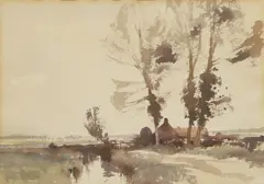 Edward Seago, A Marsh Dyke, Winter, watercolour