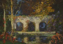 Thomas Edwin Mostyn, Garden of the Arches, oil on canvas