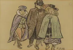 After the masquerade ball by Heinrich Zille, coloured chalk, sold May 2026