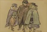 Heinrich Zille, After the masquerade ball, coloured chalk