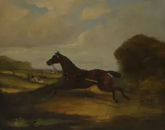 James Clark, A runaway horse following the hunt, oil on canvas laid down on board