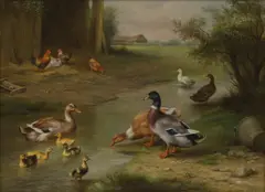 A family of ducks by a stream by Edgar Hunt, oil on canvas, sold May 2026
