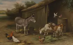 Edgar Hunt, Friends, oil on canvas
