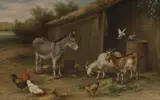 Edgar Hunt, Friends, oil on canvas