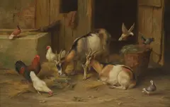Edgar Hunt, By the Stable Door, oil on canvas