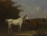 Edmund Bristow, A mare and foal with Windsor Castle in the distance, oil on canvas